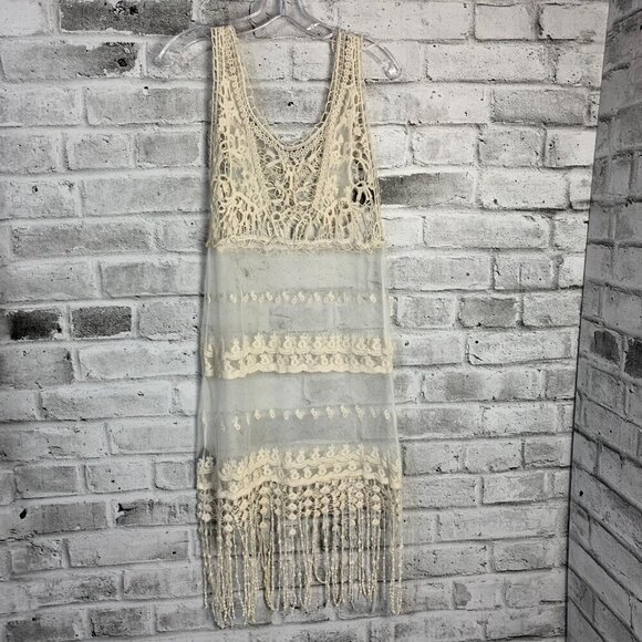 Suzy Shier Sheer Mesh Croquet Beach Coverup Tank Dress - Picture 5 of 11